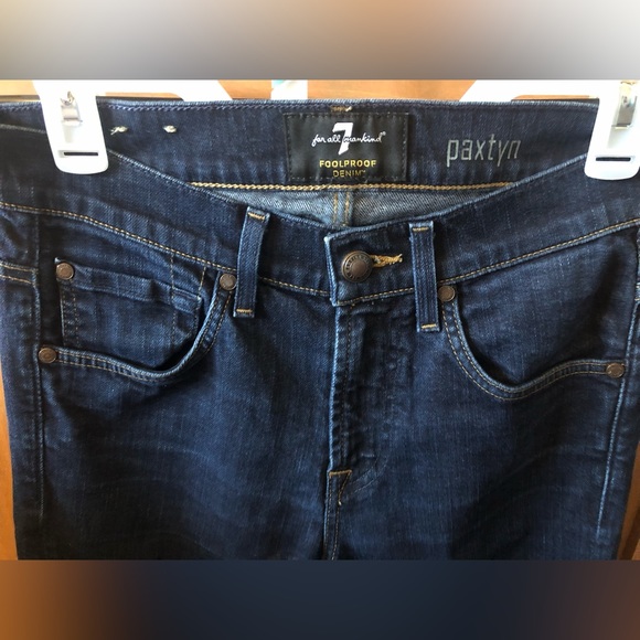 7 for All Mankind Mens Jeans-Paxtyn Style- Worn twice-Dark wash-Size 28 - Picture 2 of 4